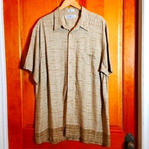 IMPRINT XL RAYON BROWN SHORT-SLEEVED BUTTON DOWN SHIRT